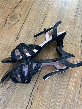 Diva Glitter Rhinestone Women’s Heels Black Size 8